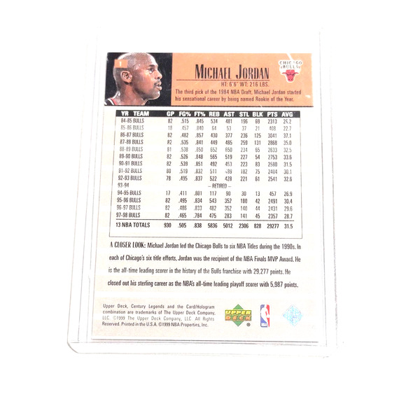 MICHAEL JORDAN 1999 UD Century Legends Basketball card #1 Chicago Bulls - Picture 2 of 2
